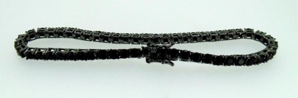 Bracciale Tennis in argento 925%° rodiato nero con zirconi neri cod. B-0010
